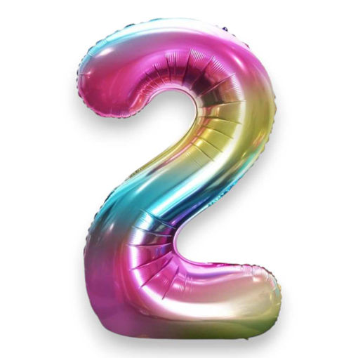 Picture of FOIL BALLOON NUMBER 2 RAINBOW 34 INCH